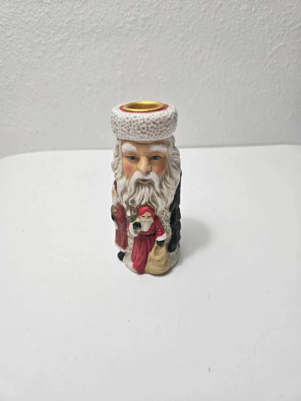 Vintage-Style Red and White Santa Candle Holder - Home Accents